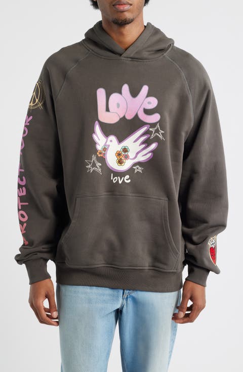 Sweet Bird Graphic Cotton Pullover Hoodie