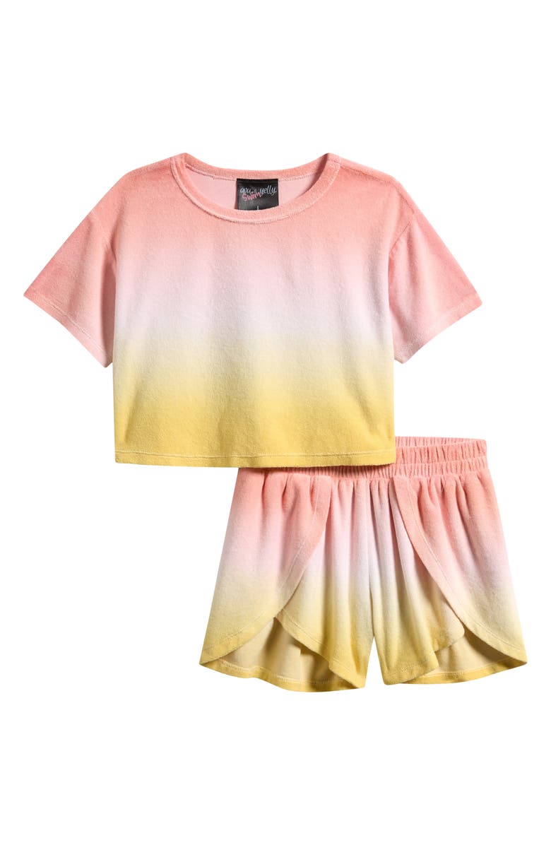 Ava & Yelly Kids' Cover-Up Top & Shorts Set, Main, color, Coral