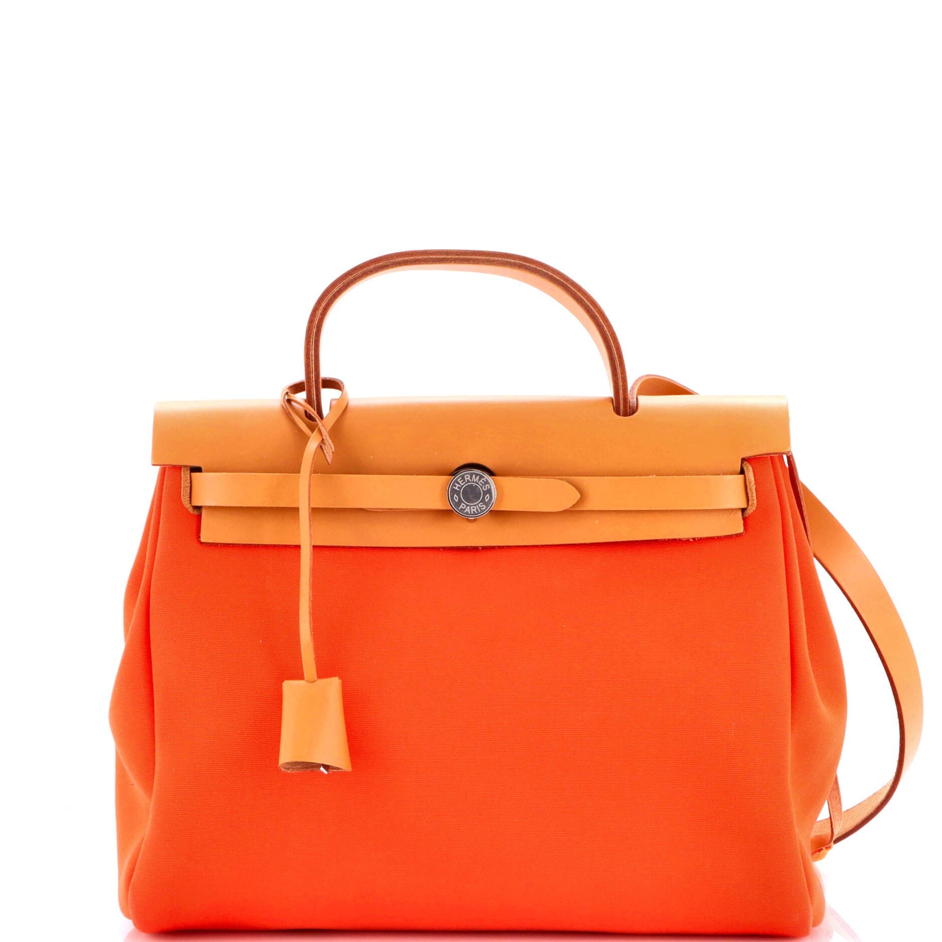 Pre-Owned Hermes Herbag Zip Leather and Toile 31, Main, color, Mecano