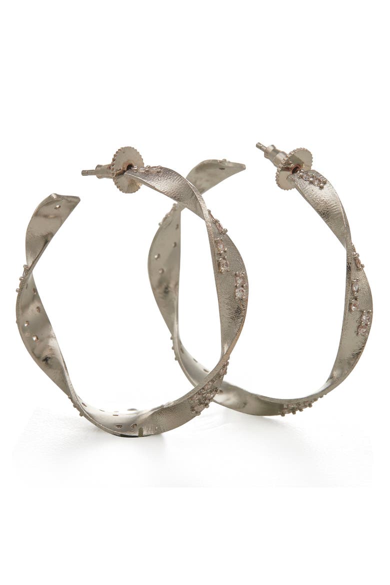 KALI HOOPS, Main, color, White Rhodium Plated