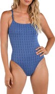 La Blanca Lace-Up Back Print One-Piece Swimsuit