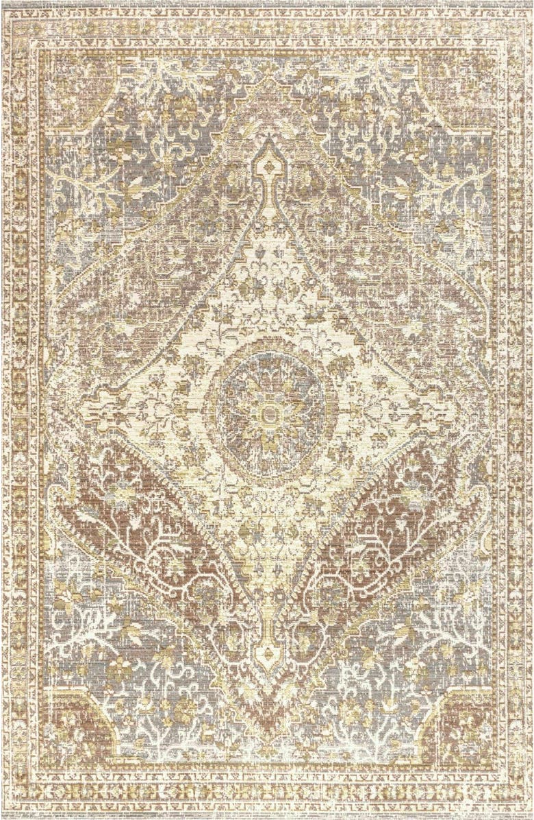 JONATHAN Y Petras Modern Ornate Medallion Area Rug, Main, color, Gray/Brown