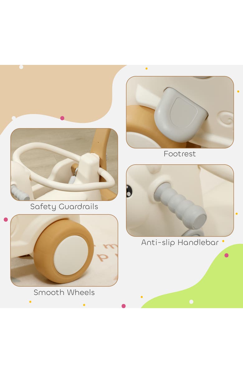 Qaba 5-in-1 Toddler Rocking Horse, Balance Board/Push Handle/Footrest, Alternate, color, Brown