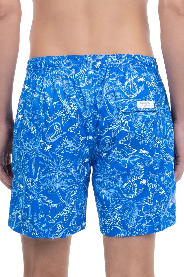 The Margaritaville Ode to Jimmy Swim Trunks, Alternate, color, Blue