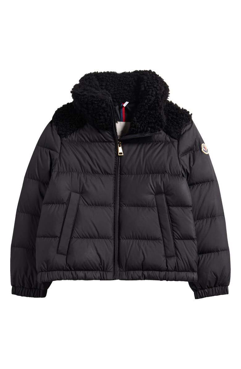 Moncler Kids' Vard Mixed Media Down Jacket, Main, color, Black