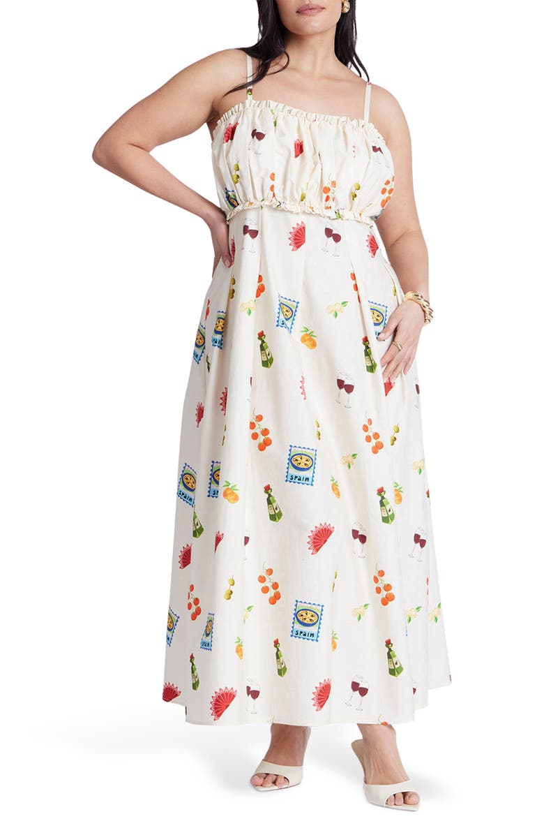 ELOQUII Ruffle Sleeveless Maxi Dress, Main, color, 