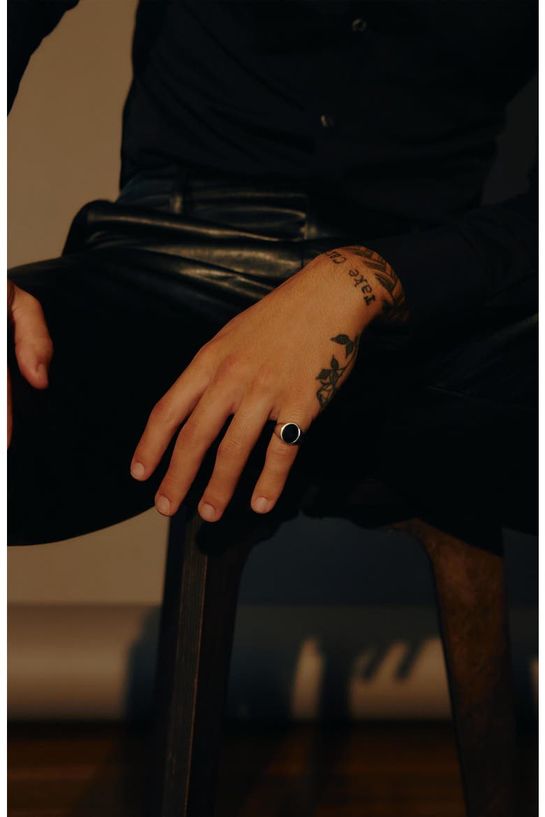 Black Onyx Signet Ring, Alternate, color, Black
