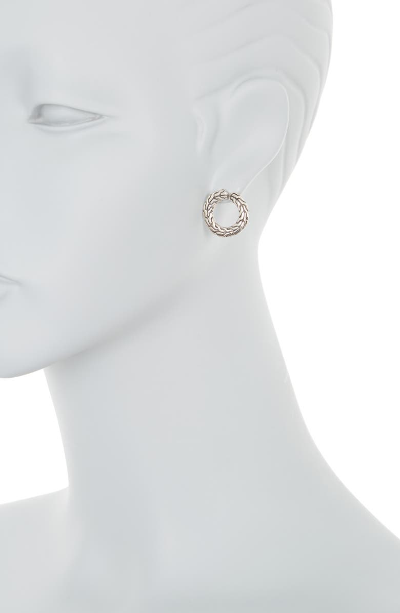 John Hardy Sterling Silver Textured Open Circle Stud Earrings, Alternate, color, Silver