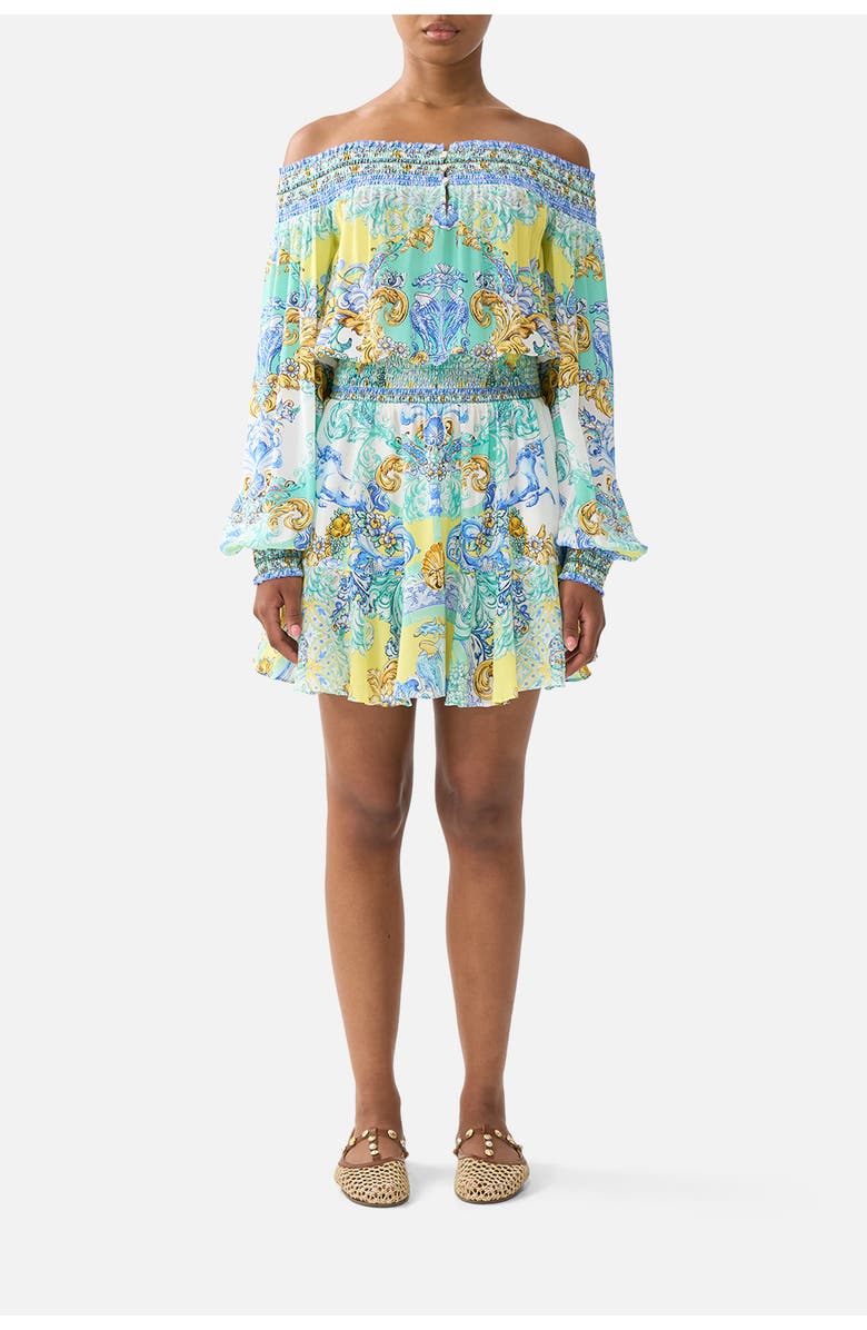 Camilla Off Shoulder Short Dress, Main, color, Dial Up The Tiles