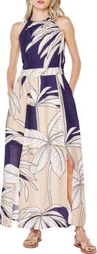 CIEBON Print Halter Maxi Dress