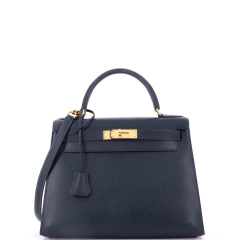 Kelly Handbag Blue Courchevel with Gold Hardware 28