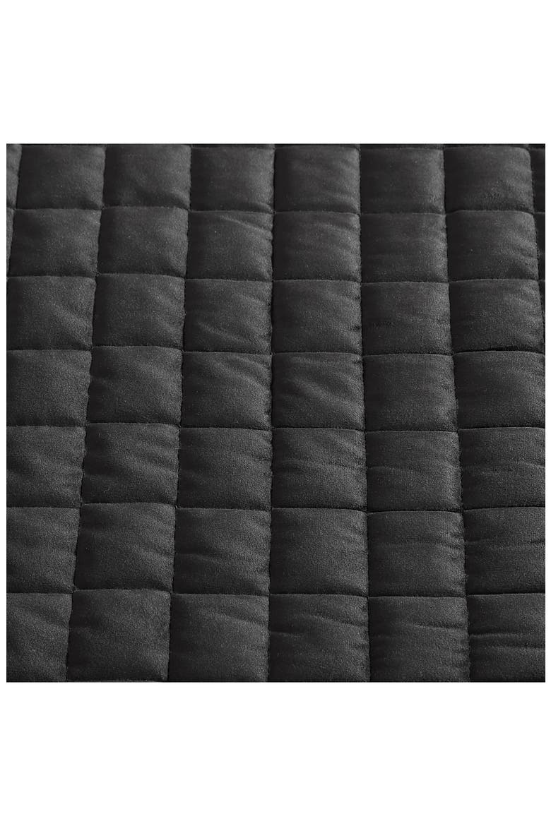Black Quilted Velvet Comforter Set, Alternate, color, BLACK