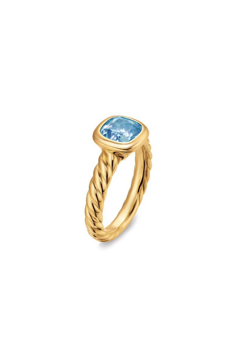 David Yurman DY Mercer<sup>®</sup> Stone Ring in 18K Yellow Gold with Sky Blue Topaz, 7mm, Alternate, color, Sky Blue Topaz