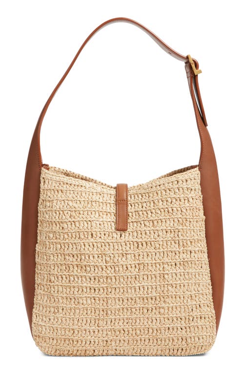 Saint Laurent Le 5 À 7 Raffia & Leather Hobo Bag