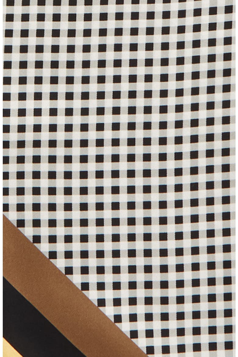 Wrappy Gingham Silk Skinny Scarf, Alternate, color, BLACK