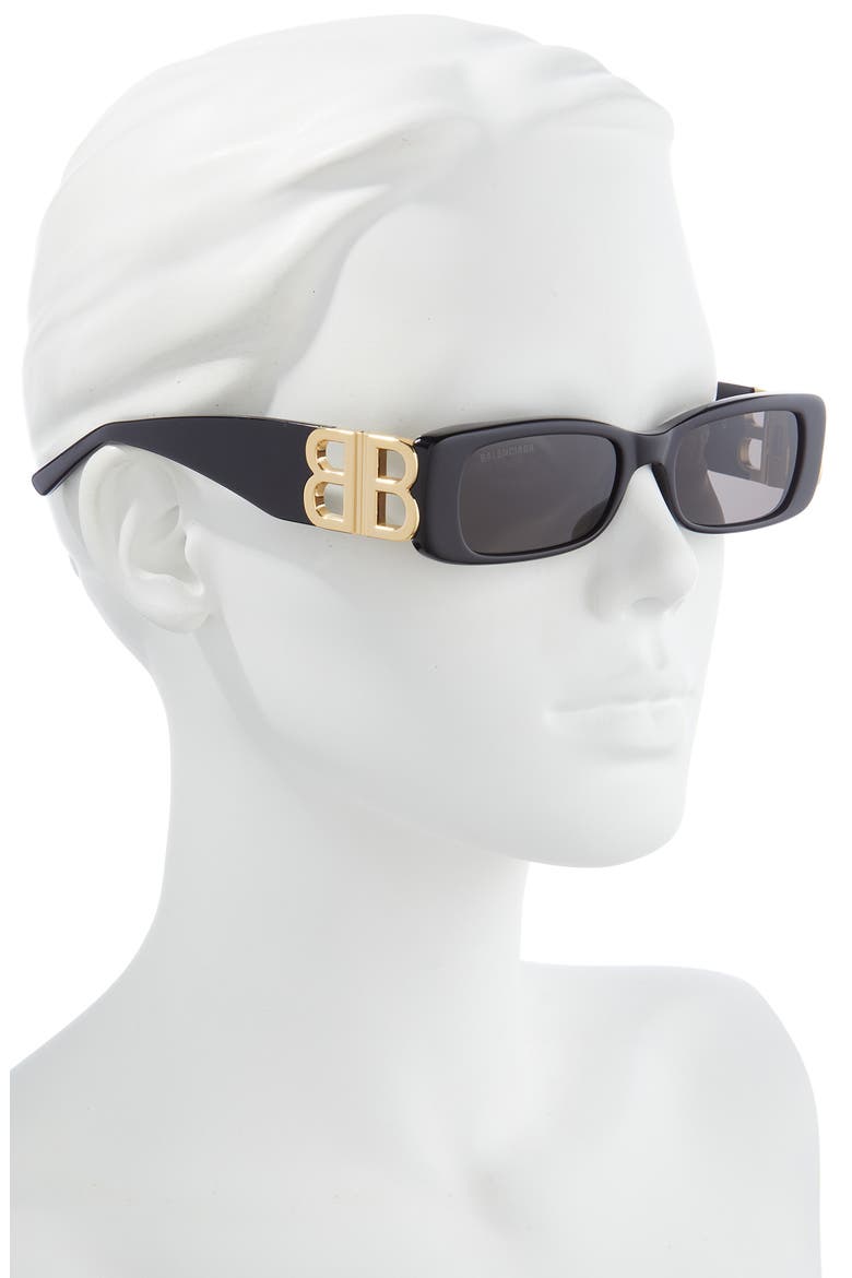 51mm Rectangular Sunglasses, Alternate, color, BLACK