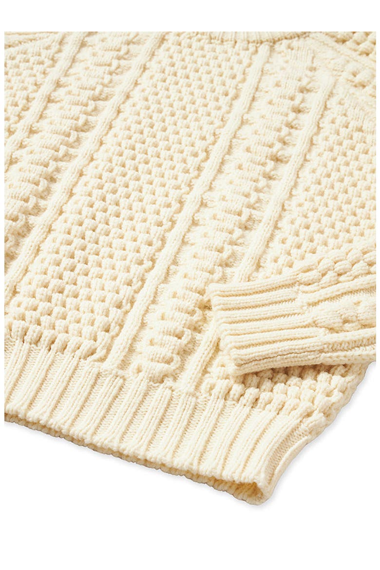 Aston Cable Knit Wool Crewneck Sweater, Alternate, color, WHITE