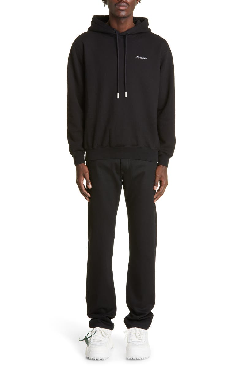 Off-White Diagonal Stripe Cotton Hoodie, Alternate, color, 