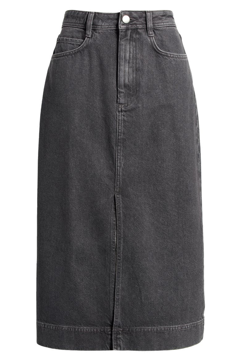 Denim Midi Skirt, Alternate, color, BLACK