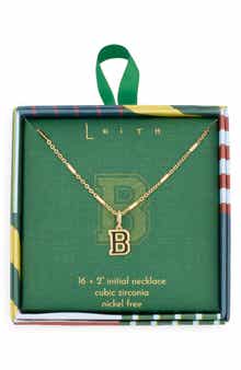 Leith Varsity Font Cubic Zirconia Initial Pendant Necklace
