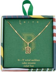 Leith Varsity Font Cubic Zirconia Initial Pendant Necklace