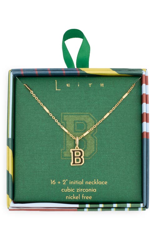 Leith Varsity Font Cubic Zirconia Initial Pendant Necklace In Gold