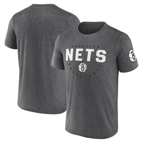 Men's Logo Athletic Heather Charcoal Brooklyn Nets Block Practice Performance T-Shirt