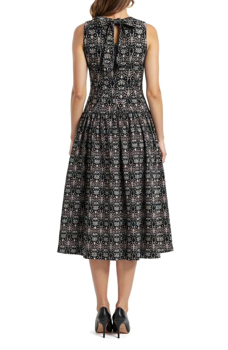 Mila Mae Paisley Cotton Fit & Flare Midi Dress, Alternate, color, Black Floral