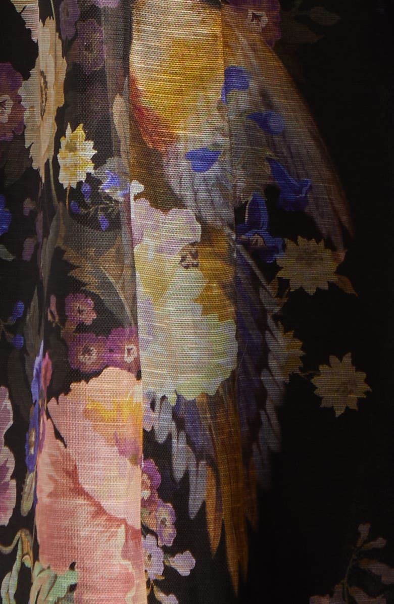 Zimmermann Kindred Spirit Luna Floral Beaded Linen & Silk Organza Picnic Dress, Alternate, color, Black Multi Floral