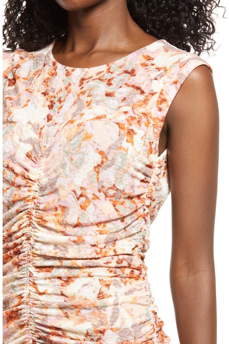 Stretch Sleeveless Ruched Midi Dress, Alternate, color, PINK PAINTED FLORAL