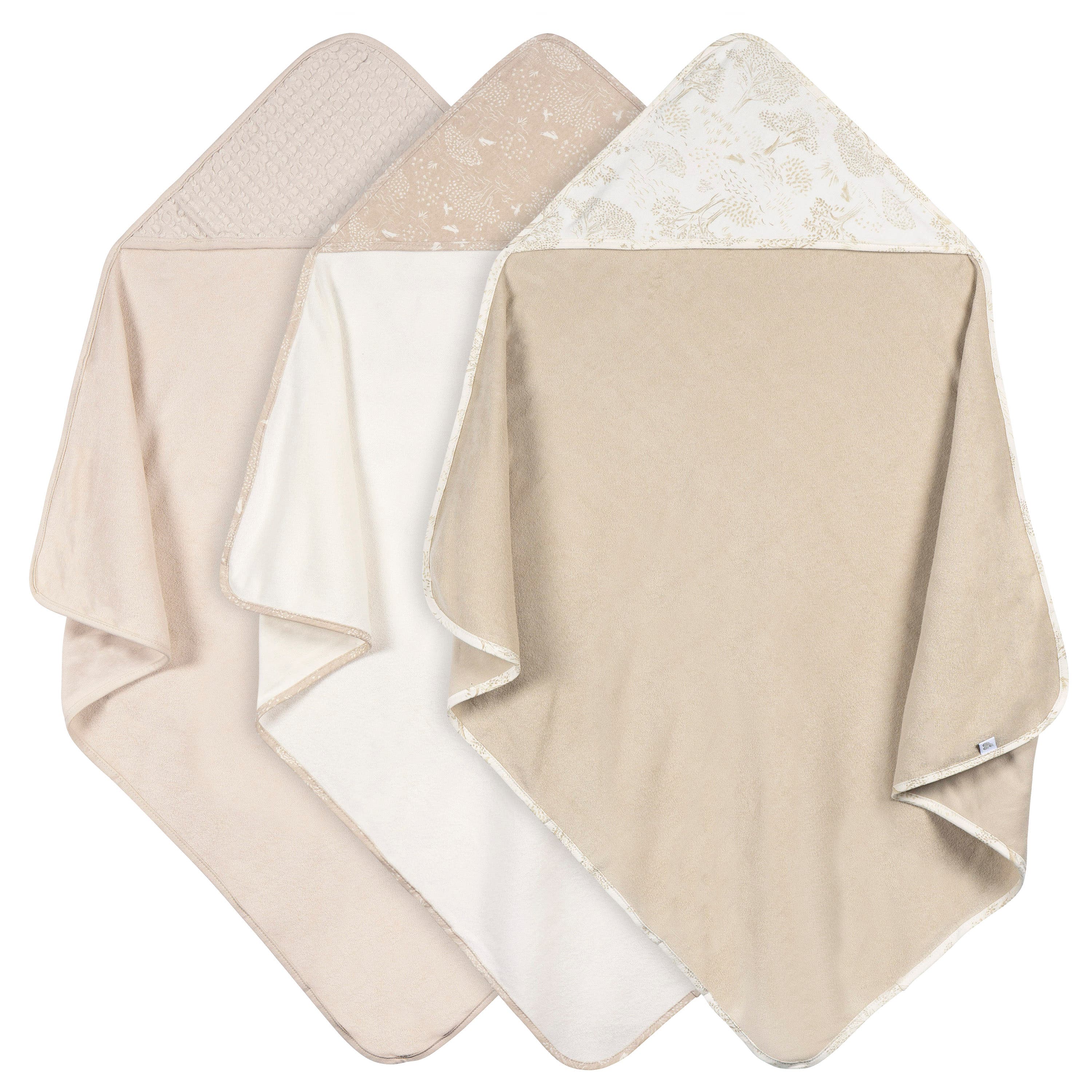 Just Born Hooded Towels Set, One Size in Nature Tan 