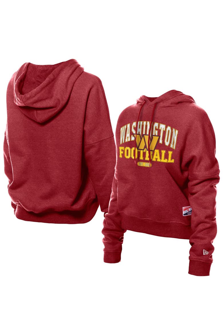 Women's New Era Burgundy Washington Commanders Throwback Boxy Hoodie Sweatshirt, Main, color, Burgundy