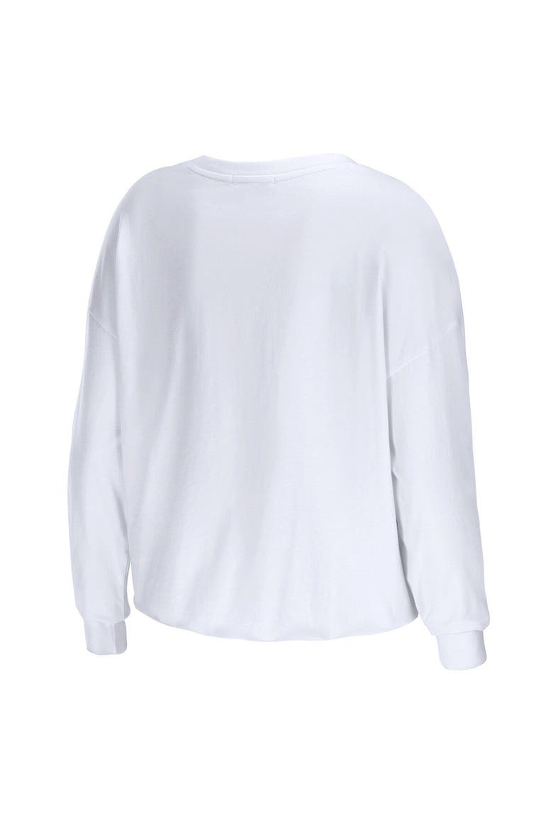 Women's WEAR by Erin Andrews White Auburn Tigers Diamond Long Sleeve Cropped T-Shirt, Alternate, color, White