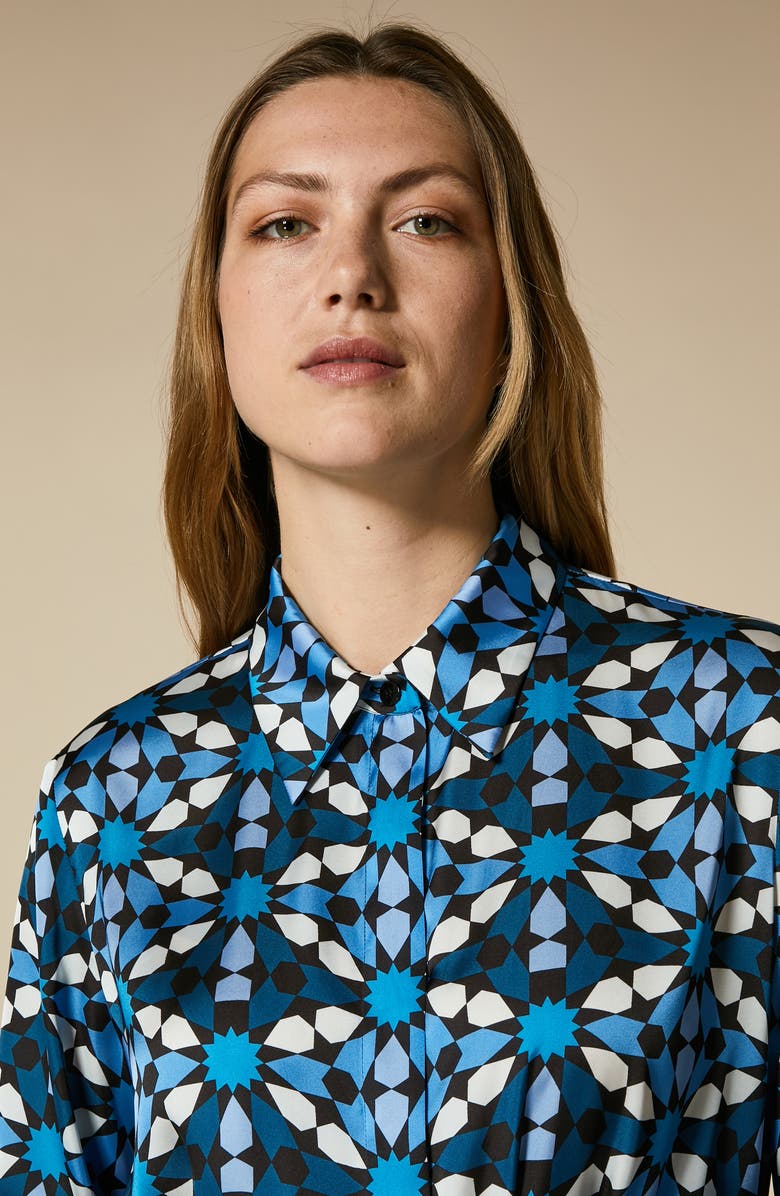 Marina Rinaldi Danzica Geo Print Long Sleeve Dress, Alternate, color,