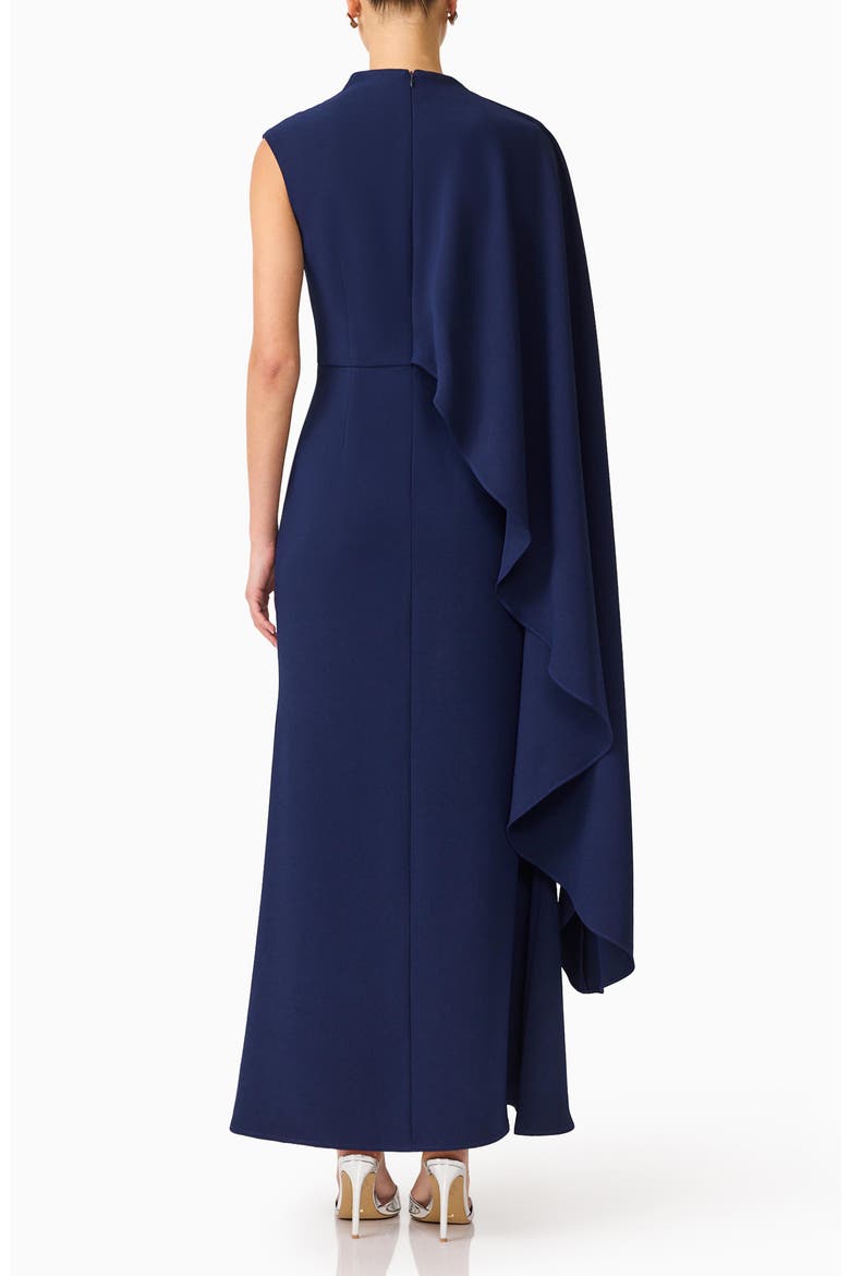 Leonara Asymmetric Cape Dress, Alternate, color, DEEP NAVY