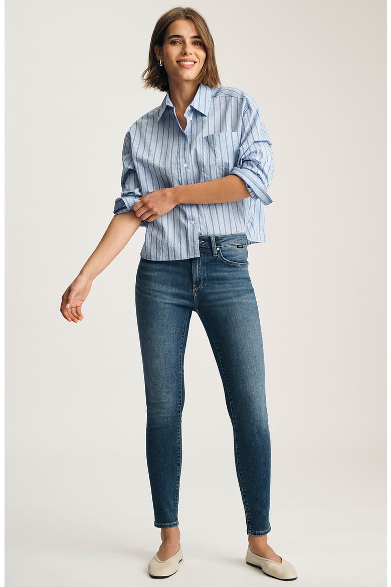 Tess High Waist Ankle Skinny Jeans, Alternate, color, DARK BRUSHED FEATHE