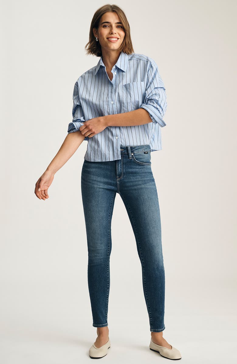 Mavi Jeans Tess High Waist Ankle Skinny Jeans, Alternate, color, Dark Brushed Feathe