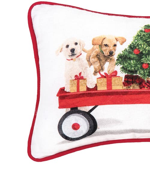 C & F Home C&f Home Puppy Wagon Printed Small Christmas Accent Pillow, 8" X 12" In White