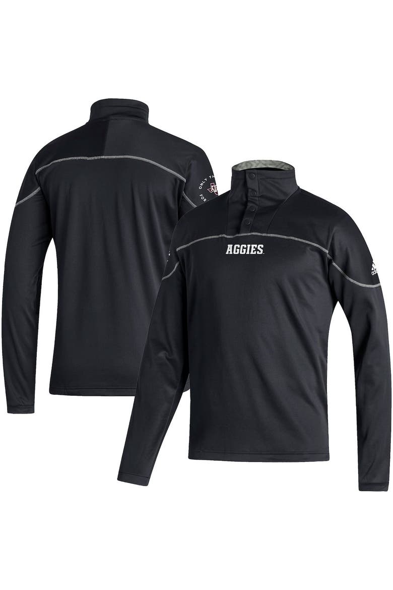 Men's adidas Black Texas A&M Aggies AEROREADY Knit Quarter-Snap Jacket, Main, color, Black