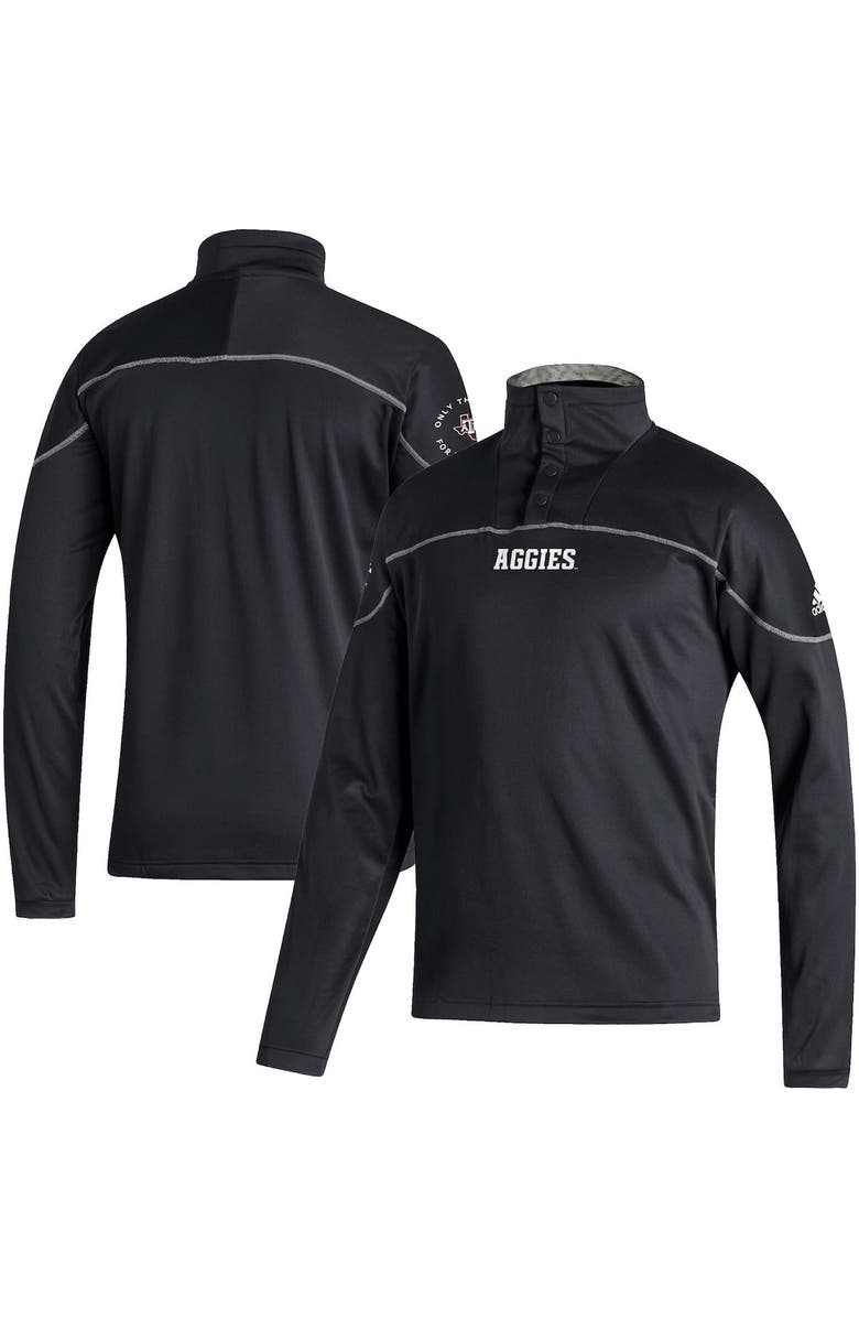 adidas Men's adidas Black Texas A&M Aggies AEROREADY Knit Quarter-Snap Jacket, Main, color, Black