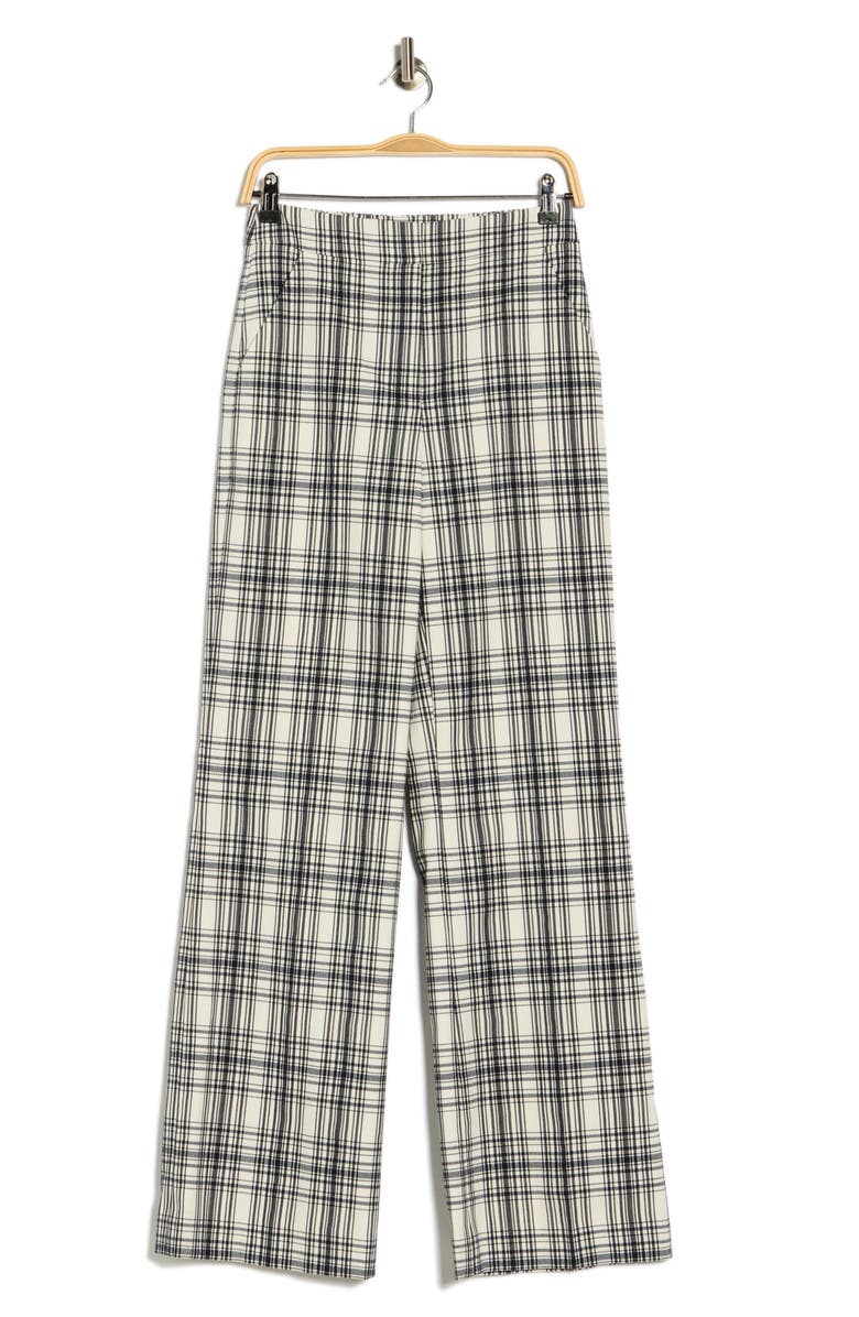 Veronica Beard Tonelli Plaid Straight Leg Pants, Alternate, color, Ivory/ Navy