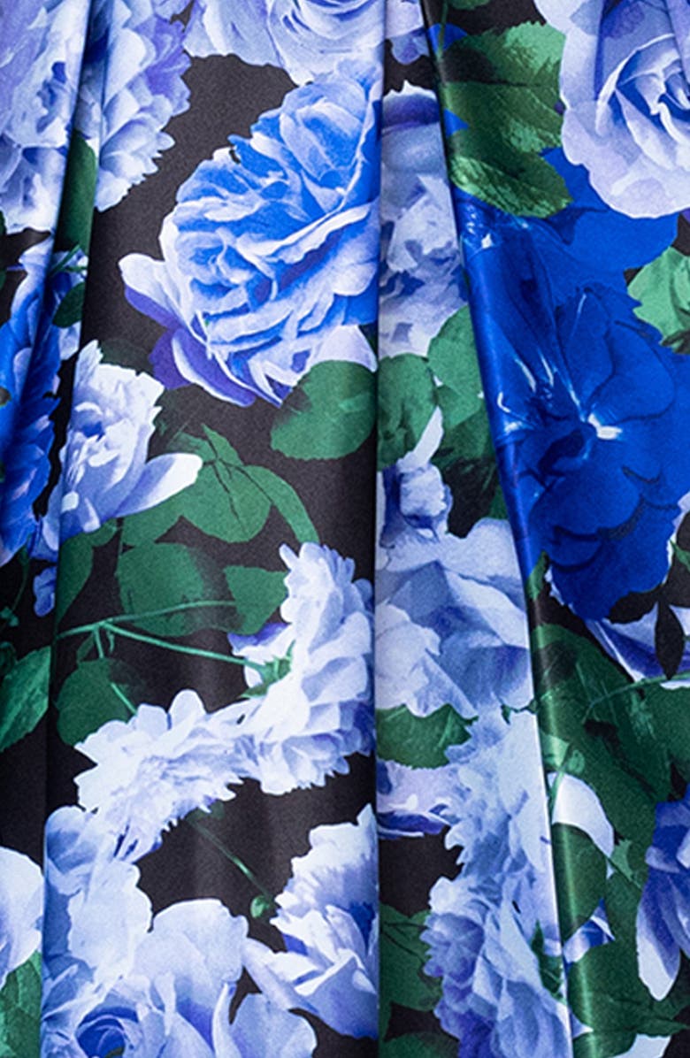 Blondie Nites Floral Print Strapless Minidress, Alternate, color, Blue Multi