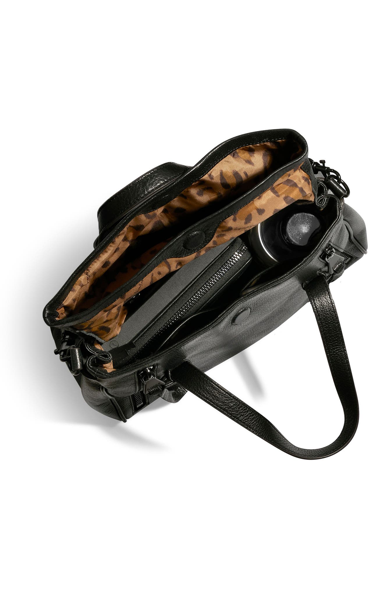 AIMEE Bali Double Entry Leather Satchel, Alternate, color, Black Vintage