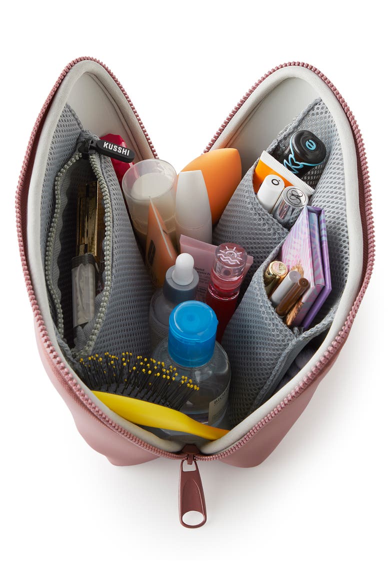 Neoprene Makeup Bag, Alternate, color, MAUVE/STONE