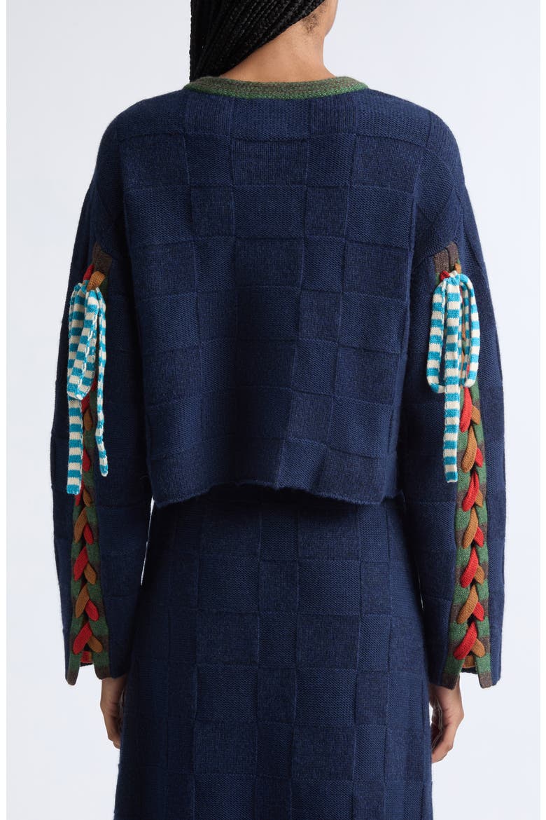 Multibows Lambswool & Cotton Cardigan, Alternate, color, NAVY
