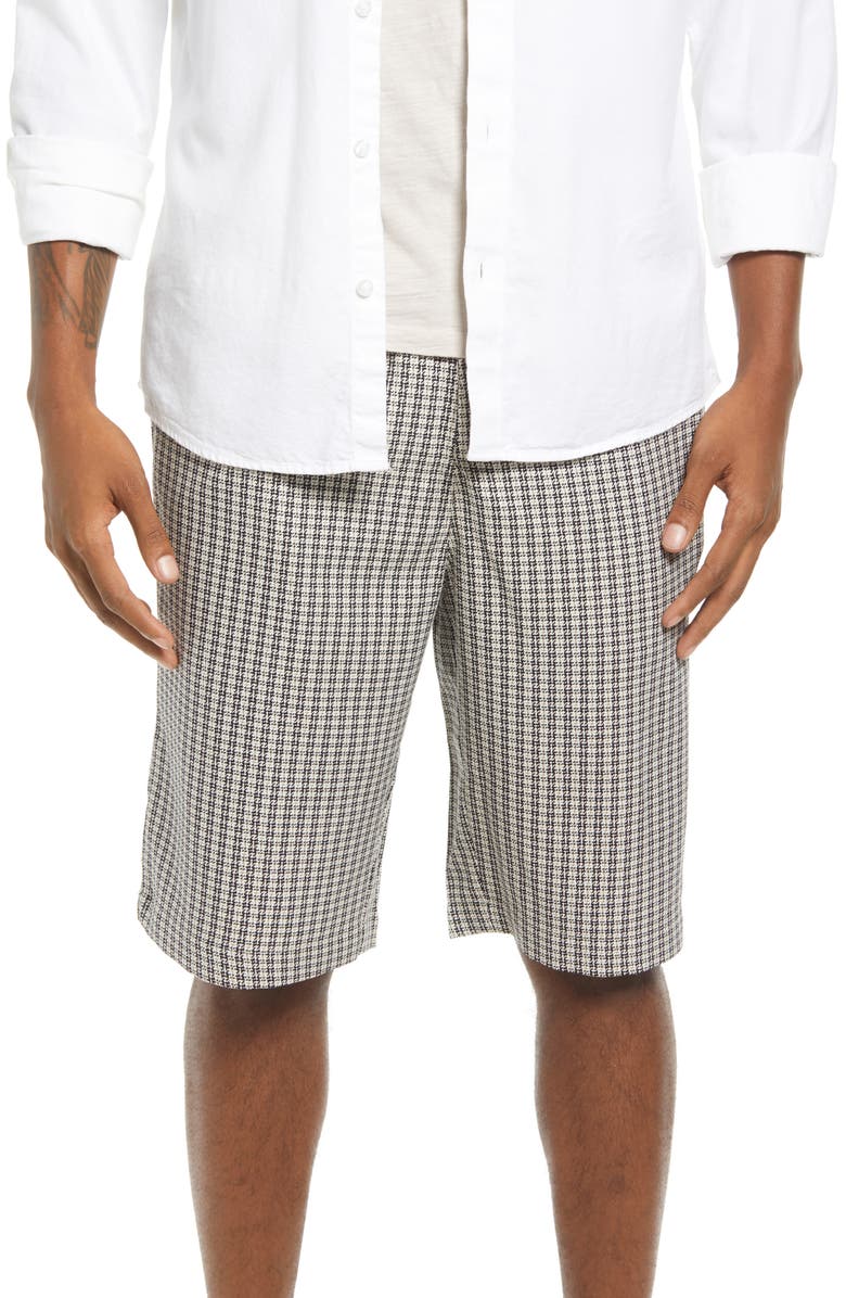 Topman Longline Check Drawstring Shorts, Main, color,