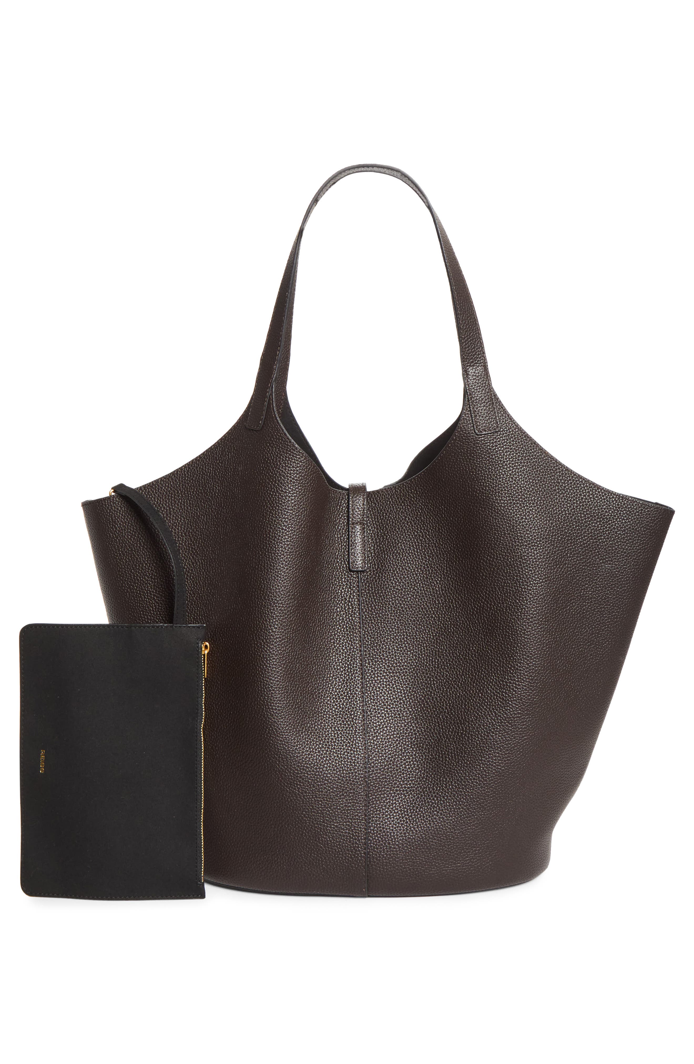Lyra Leather & Suede Large Tote, Alternate, color, CHOCOLATE