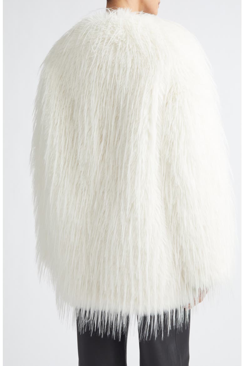 Rowe Collarless Faux Fur Short Coat, Alternate, color, IVORY