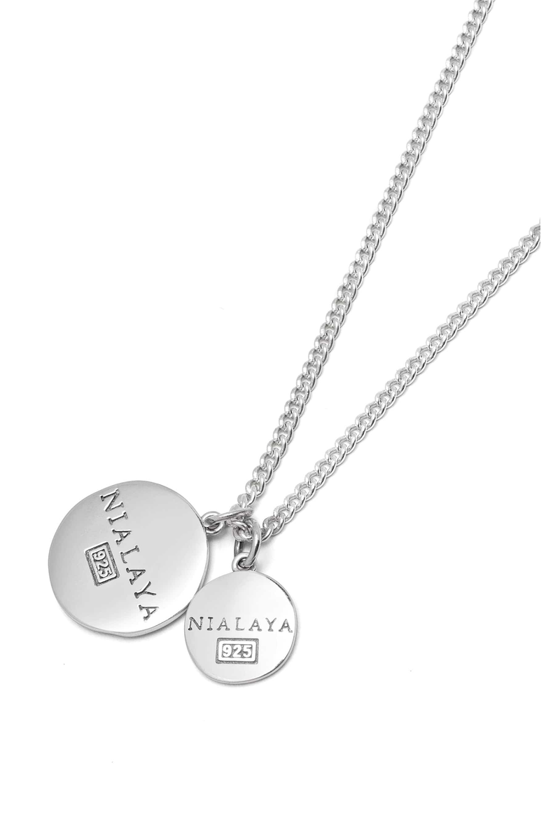 Saint Christopher Double Medallion Necklace, Alternate, color, Sterling Silver