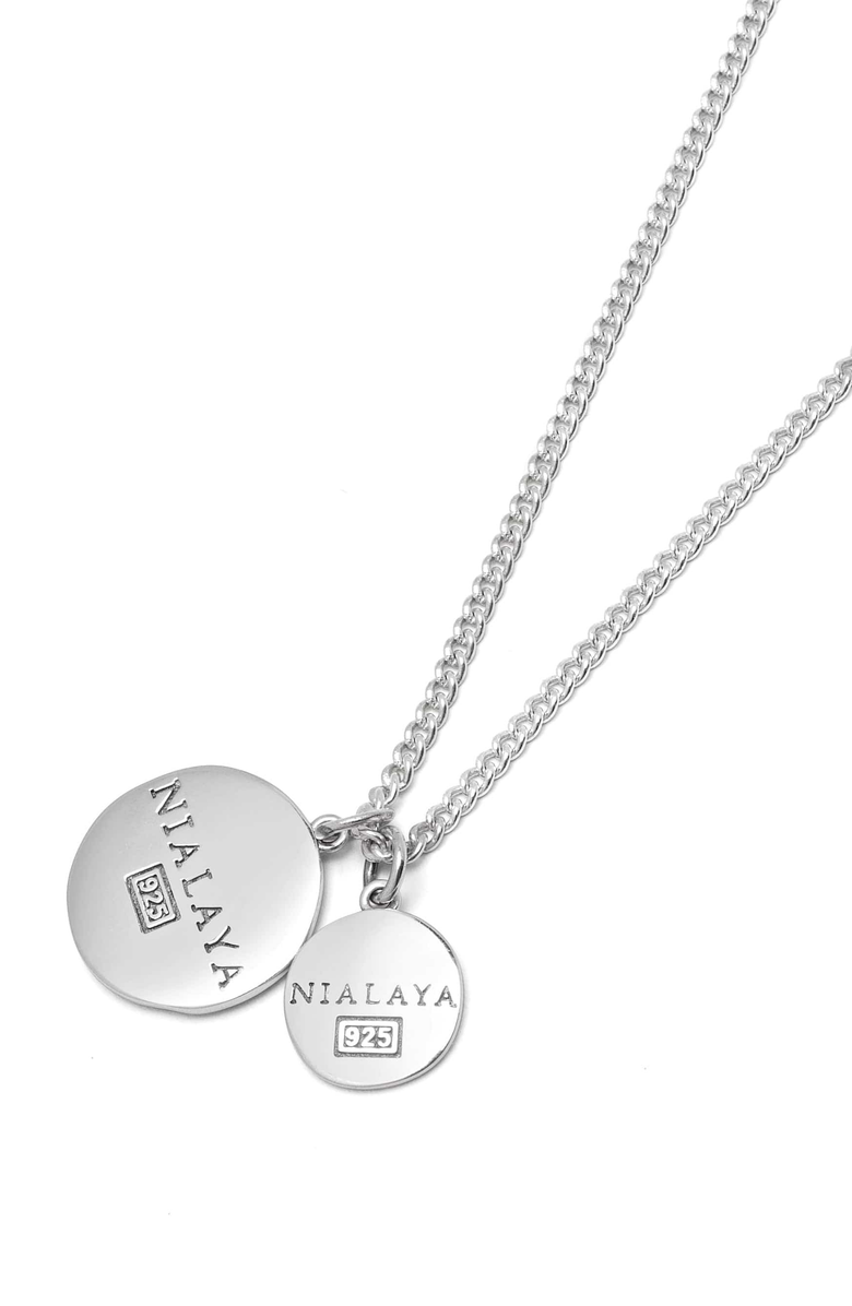 Nialaya Saint Christopher Double Medallion Necklace, Alternate, color, Sterling Silver